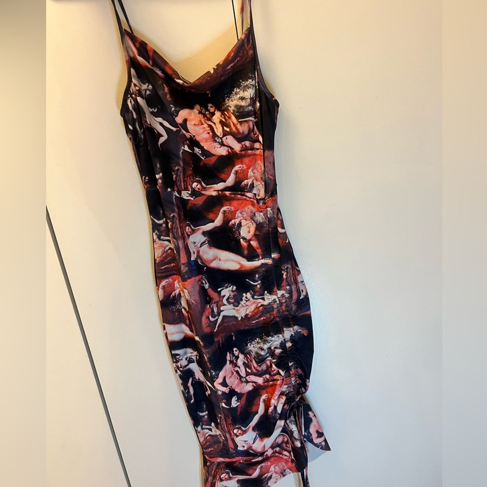 Renaissance print mini dress
